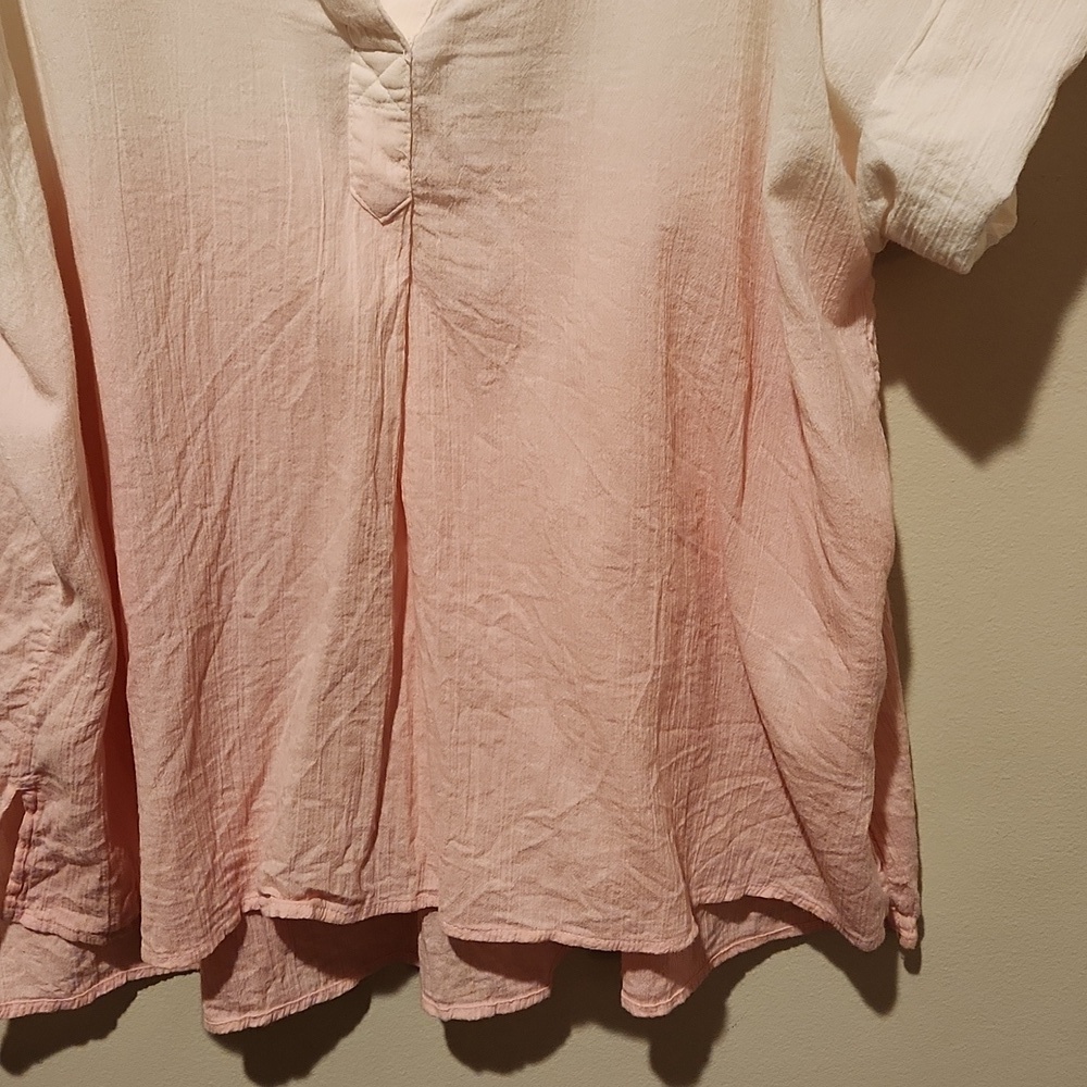 ❤️ MADEWELL DIP DYE LAKELINE POPOVER SHIRT, PINK WHITE, SMALL - Picture 9 of 11